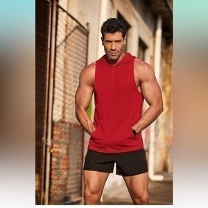 Men's hooded sleeveless workout tank top